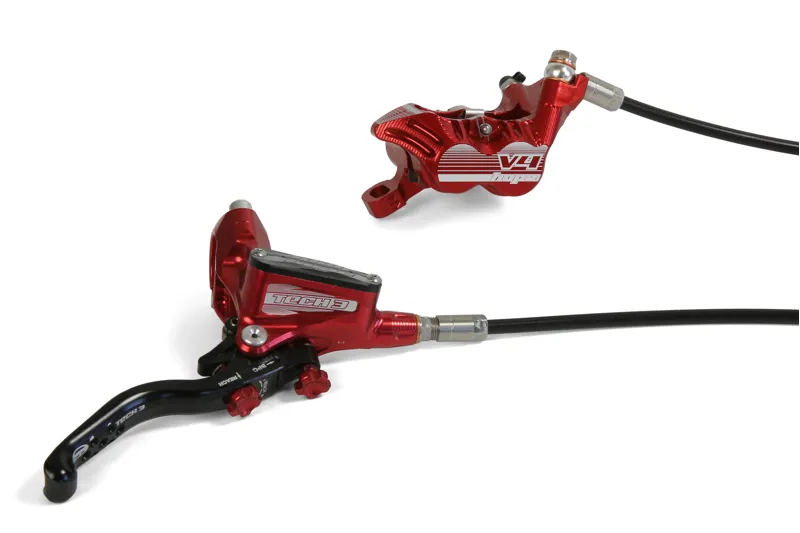 Hope Tech 3 Disc Brake Standard Hose with V4 Caliper in Red