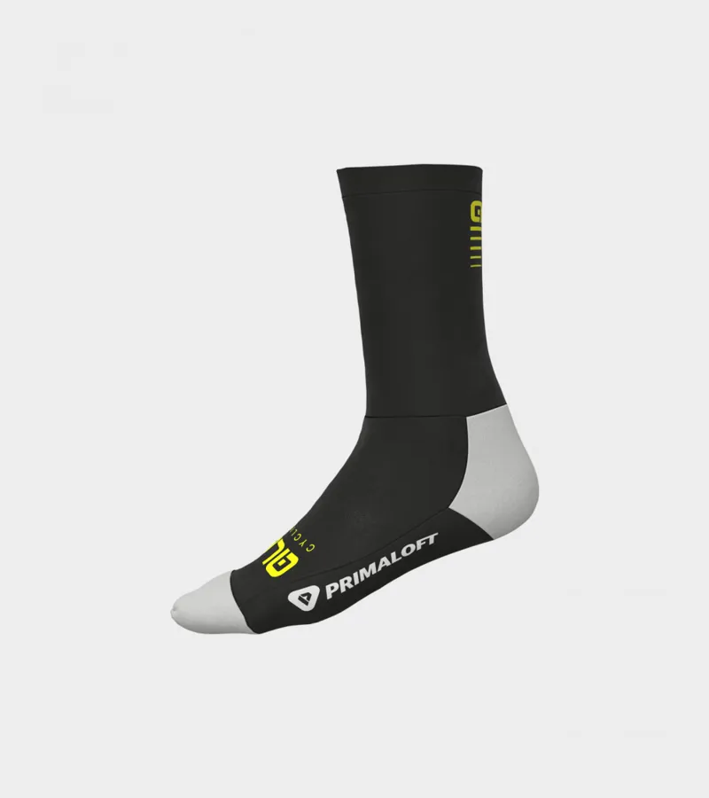 Alé Thermo 18cm Primaloft Socks AW21 Black Fluro Yellow White Size 36-39
